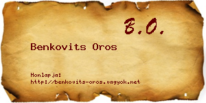 Benkovits Oros névjegykártya